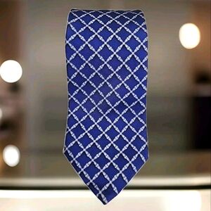 Brooks Brothers 346 Tie Pure Silk Horsebit Link Print USA Navy 60 x 3"